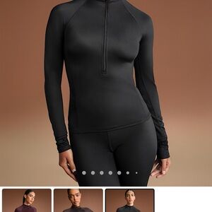 Nike SKIMS Shine Black Long Sleeve Half Zip Women's Top